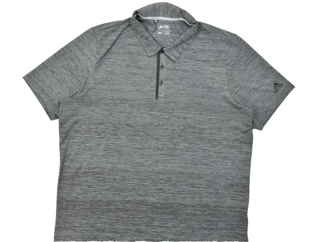 Adidas Golf Polo Shirt Gray Heather Short Sleeve Mens 2XL XXL Stretch Performanc